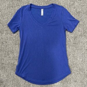 Athleta Blue Fitted T-Shirt with Scoop Neckline